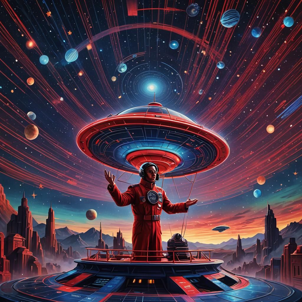 Futuristic Online Radio Station in Starry Sky