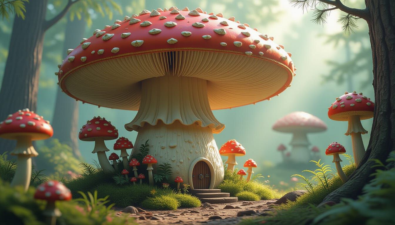 Intricate Mushroom Kingdom Pop Surreal Artwork