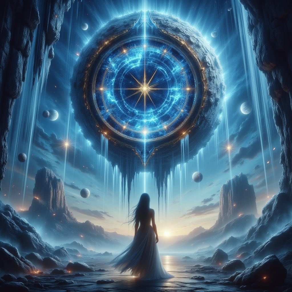 Clockwork Figure Gazing at Celestial Clock