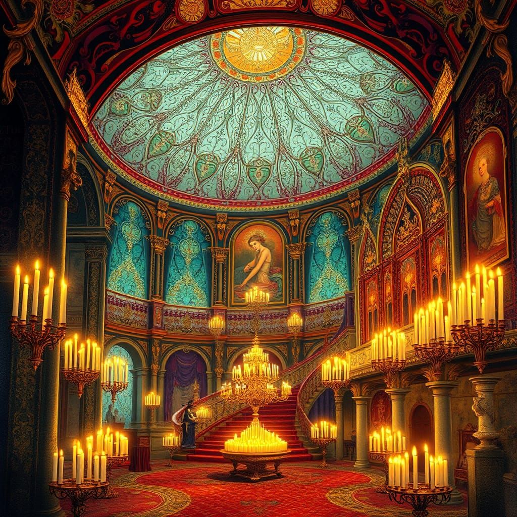 Opulent Art Nouveau Scene in Golden-Age Style