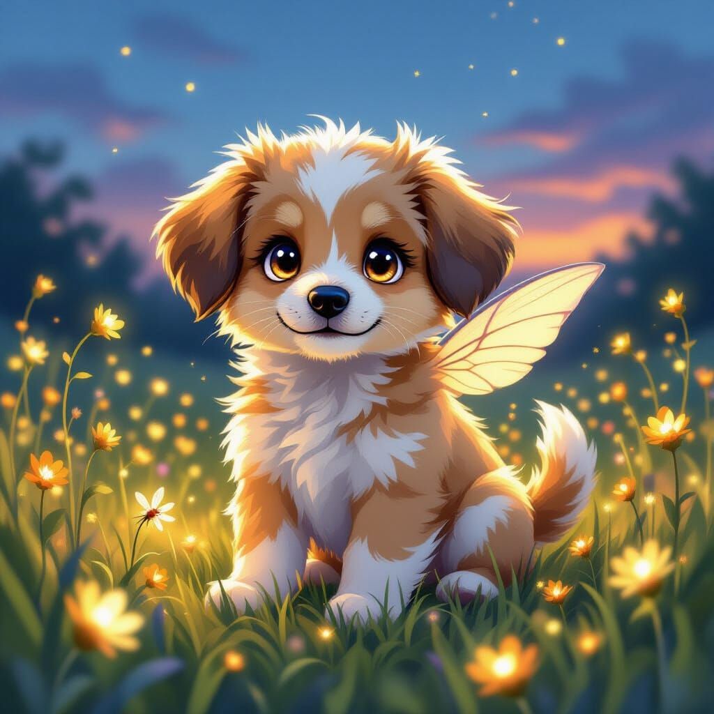 Fluffy Dragon Hound Puppy with Iridescent Scales