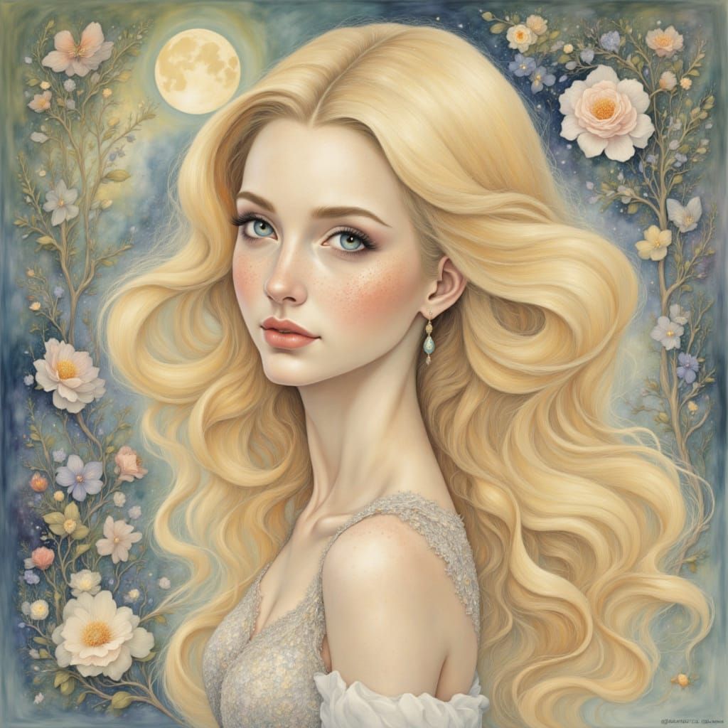 Pencil Sketch of Beautiful Woman in Dappled Wood