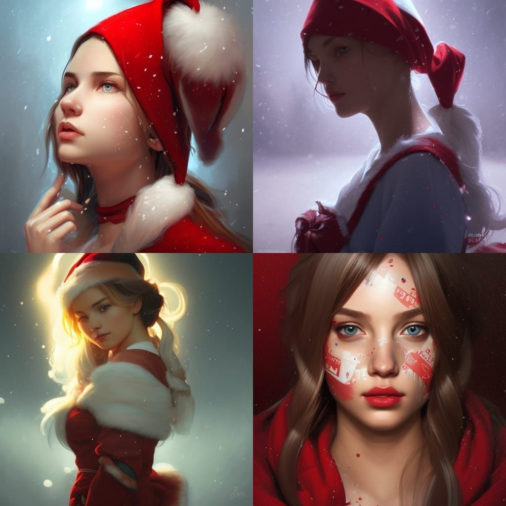 Santa Girl Portrait in Hyperdetailed Digital Art