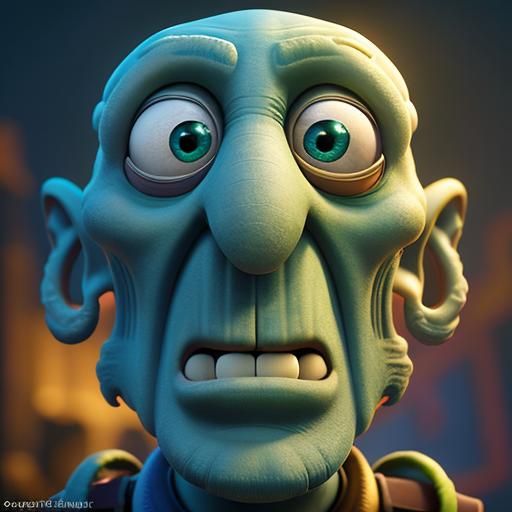 Squidward Tentacles as Pixar-Style 3D Art