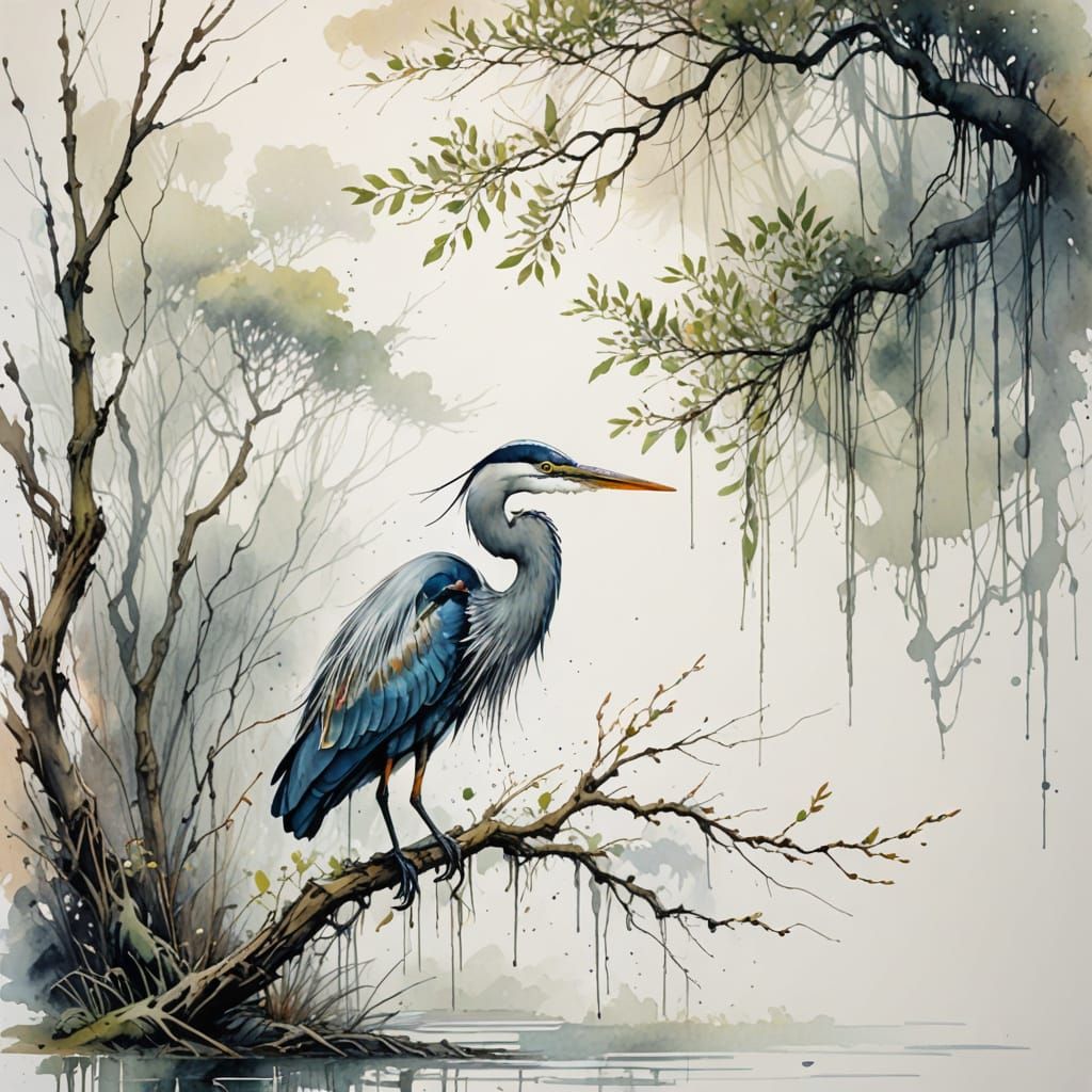 Misty Woodland Scene in Watercolour Style