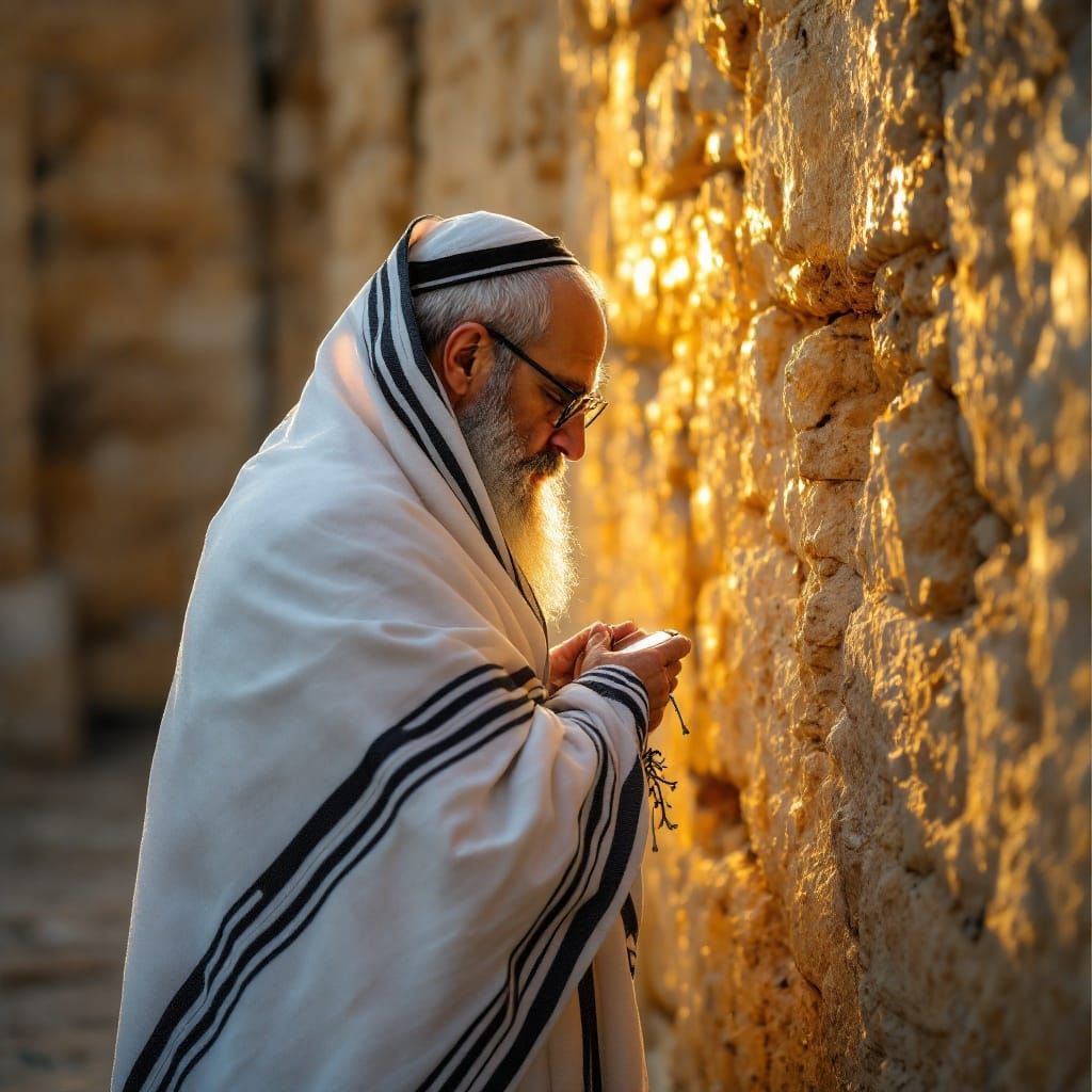 Rabbi in Contemplation at the Western Wall