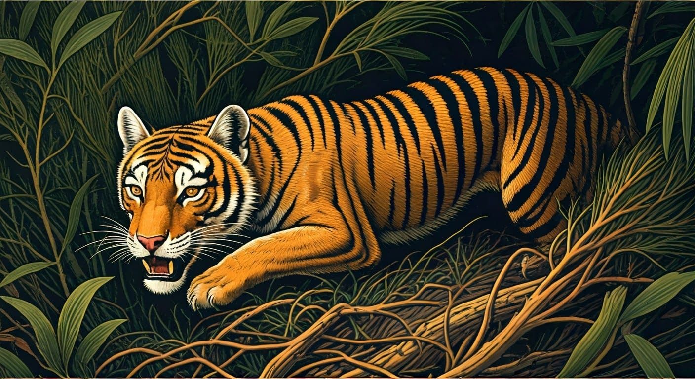 Tasmanian Tiger Emerges from the Wilderness in a Golden Rati...