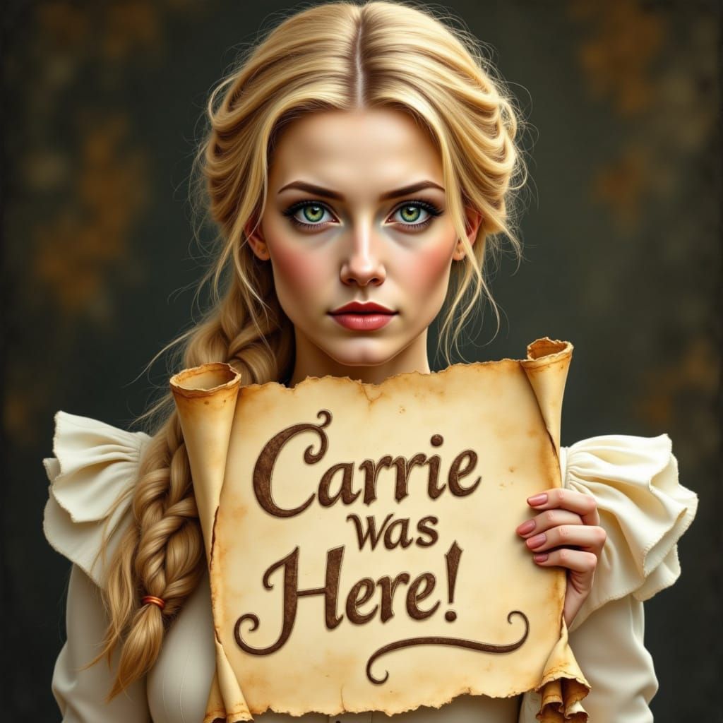 Woman with Scroll in Old Style Font