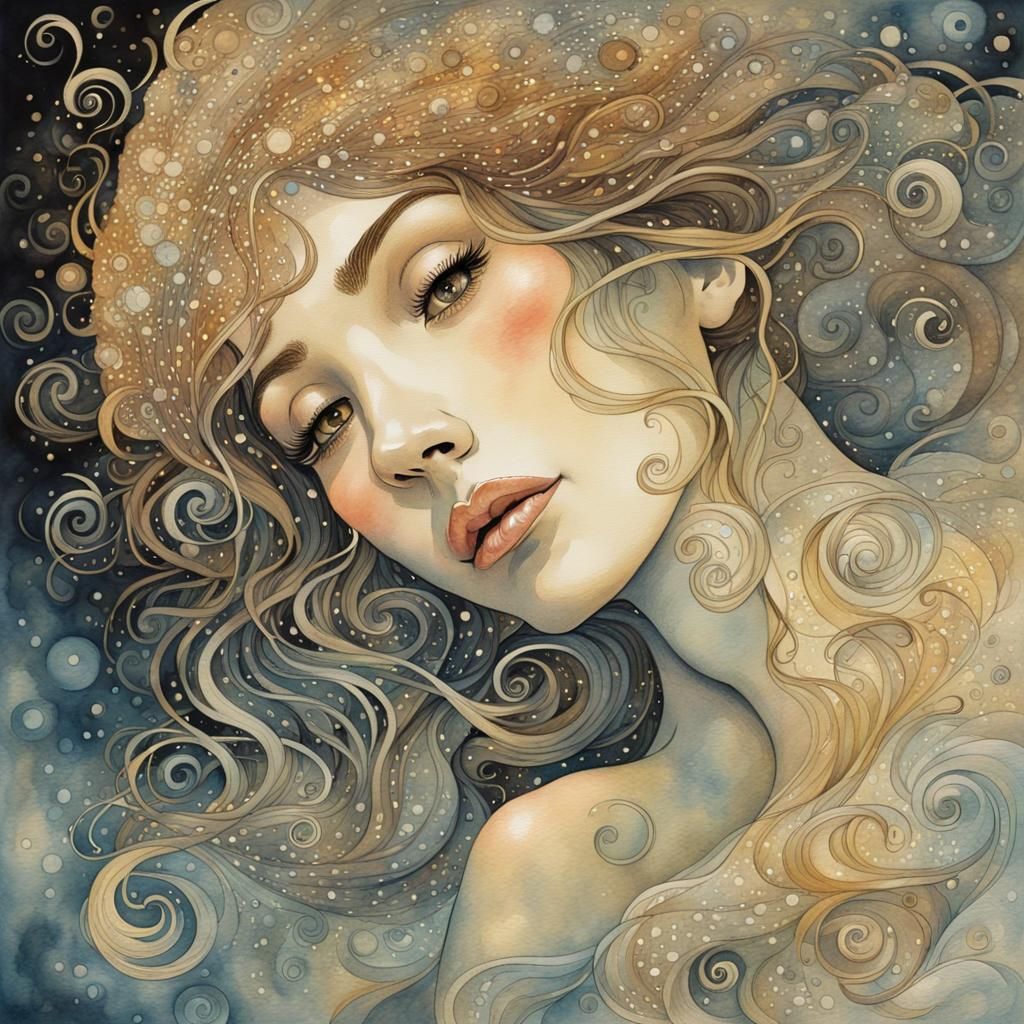 Dreamscape Eyes in Watercolor Ink Art