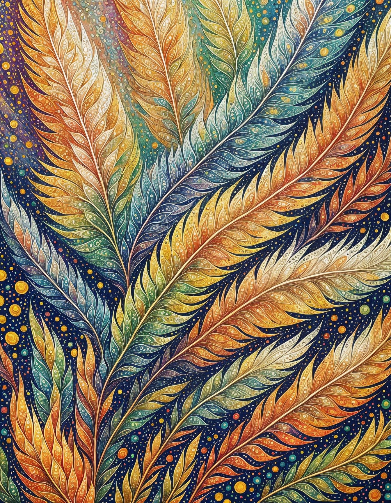 Pointillist Phoenix with Optical Illusion Effect