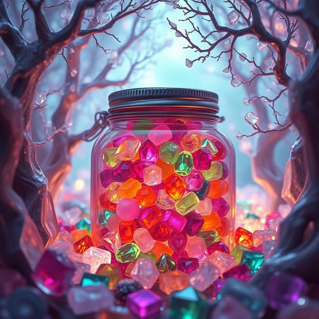Crystal Forest Jar of Glowing Candies