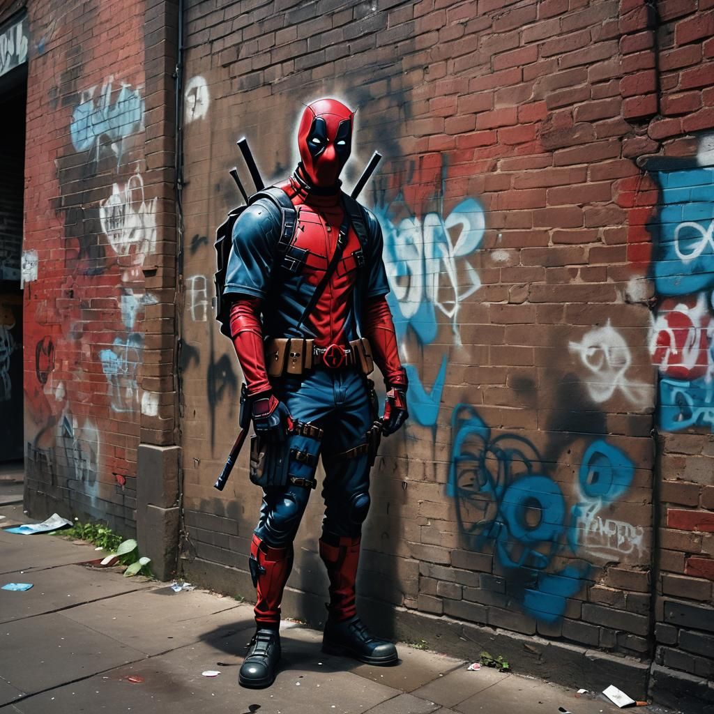 Deadpool Graffiti Art in Banksy Style