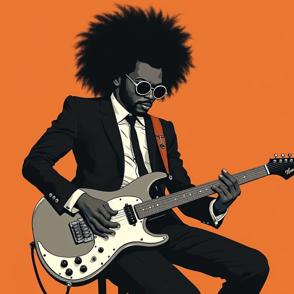 Charismatic Funk Musician in Retro Style