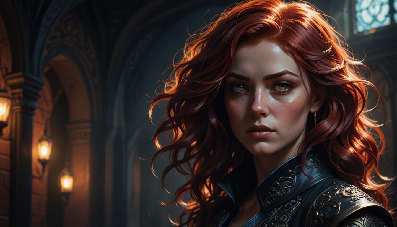 Redhead Woman Portrait in Arcane Style
