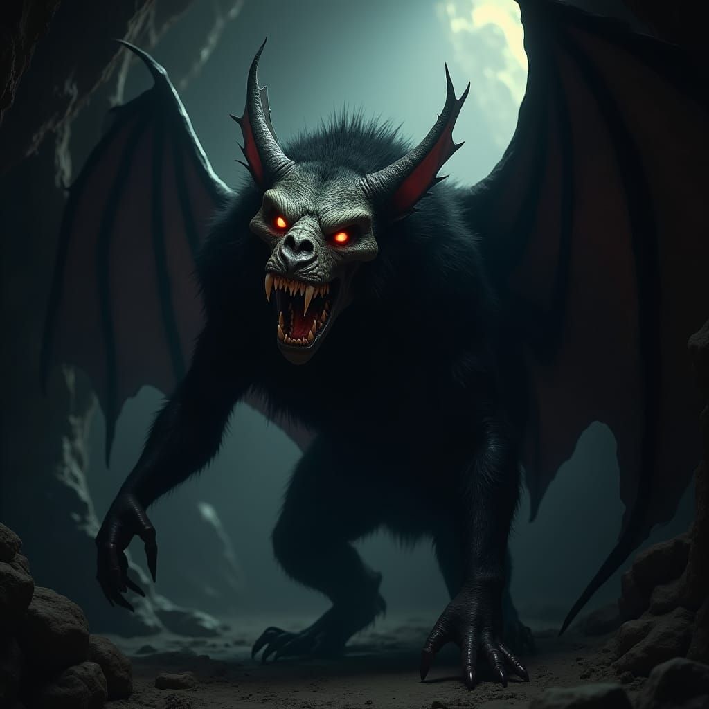 Macabre Werebat in Dark Gothic Surrealism