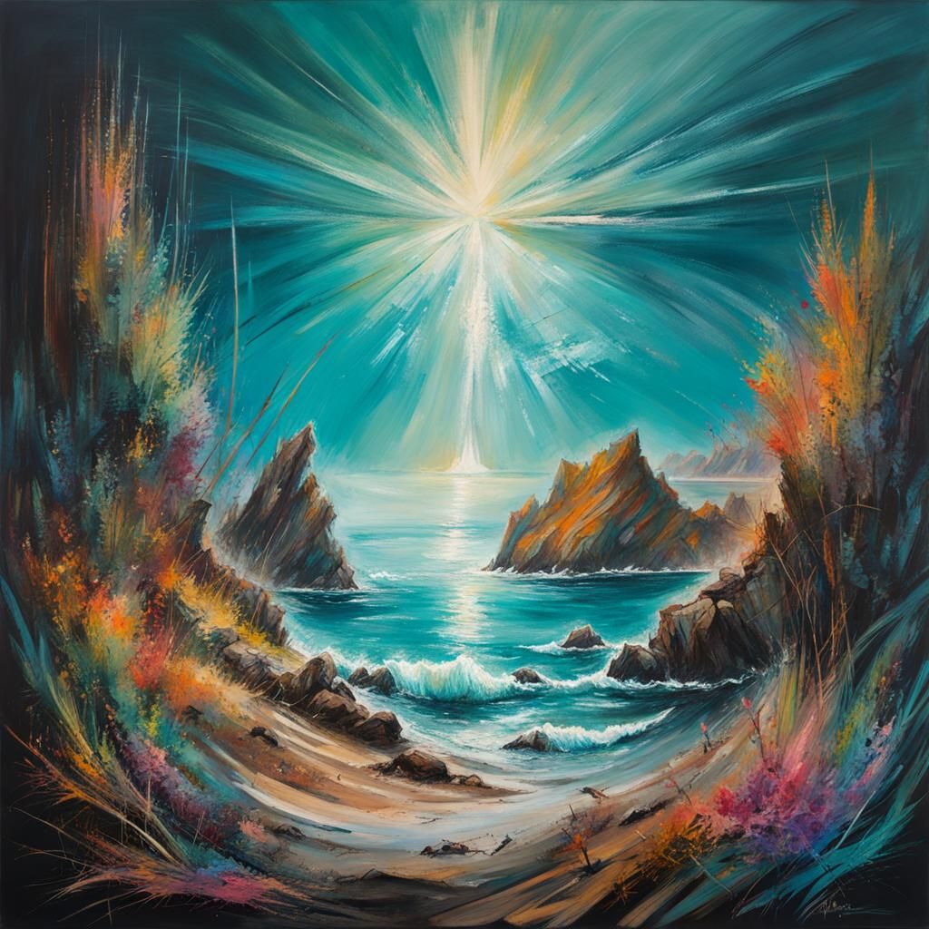 Neo-Primitivism Seascape Chalk Art