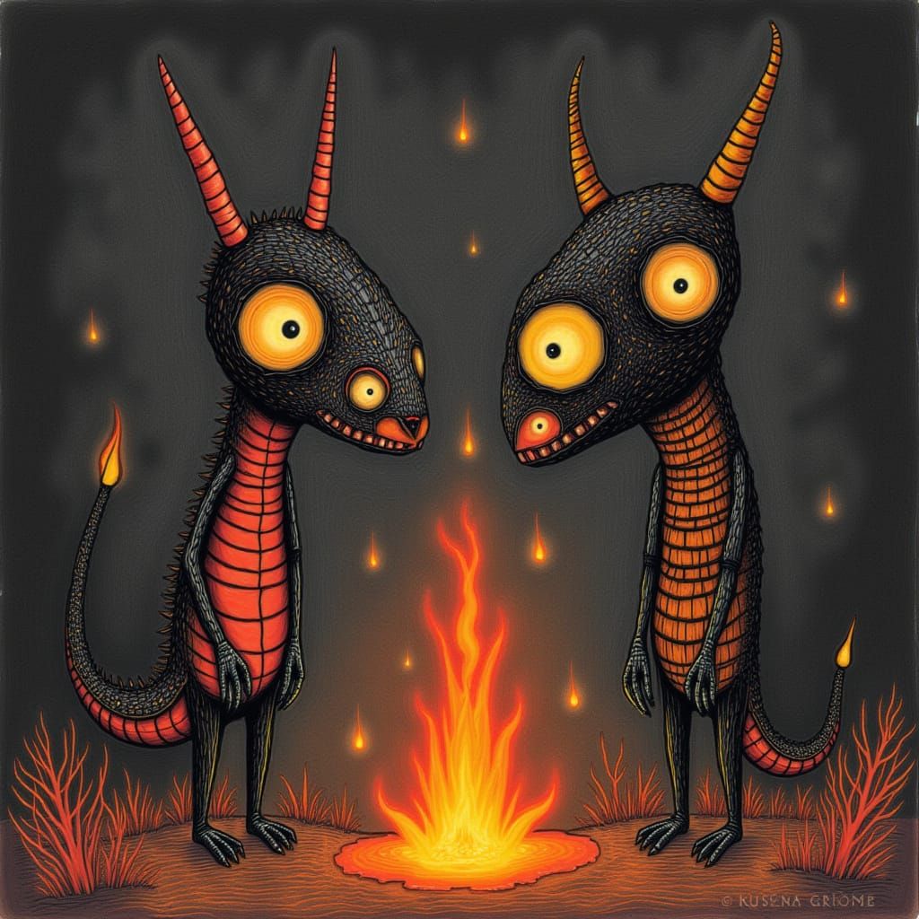 Romantic Lava Creatures Erupting Love Hearts