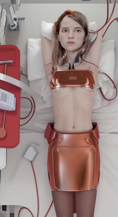 Nude Figure on Surgical Table in Operating Theatre