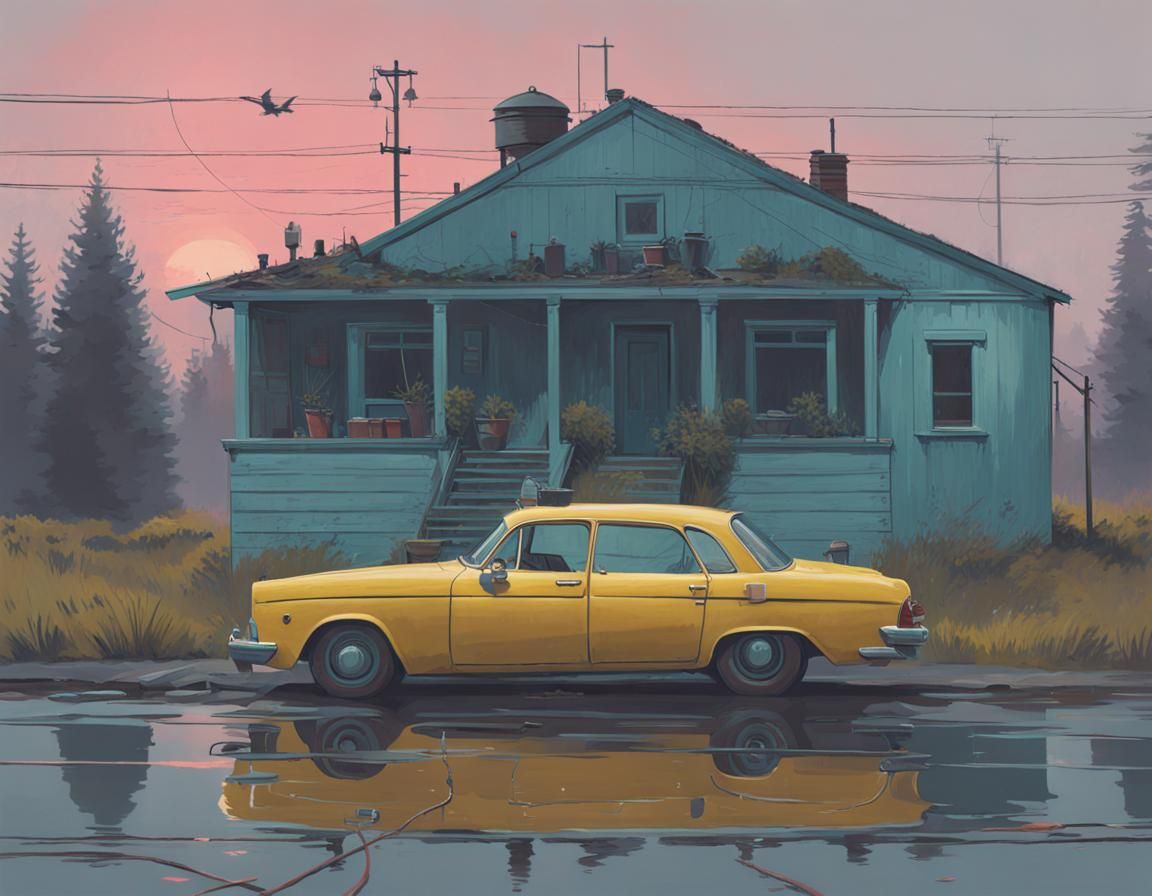 Futuristic Retro Landscape as Digital Art