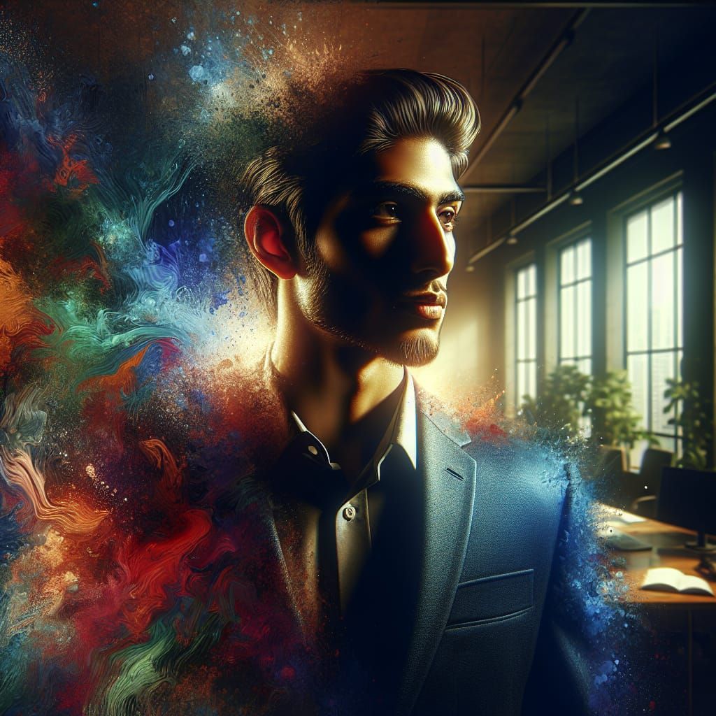 Successful Entrepreneur in Dramatic Lighting