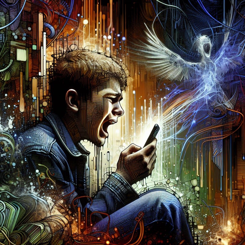 Teenage Emotional Distress: Abstract Ink Drawing