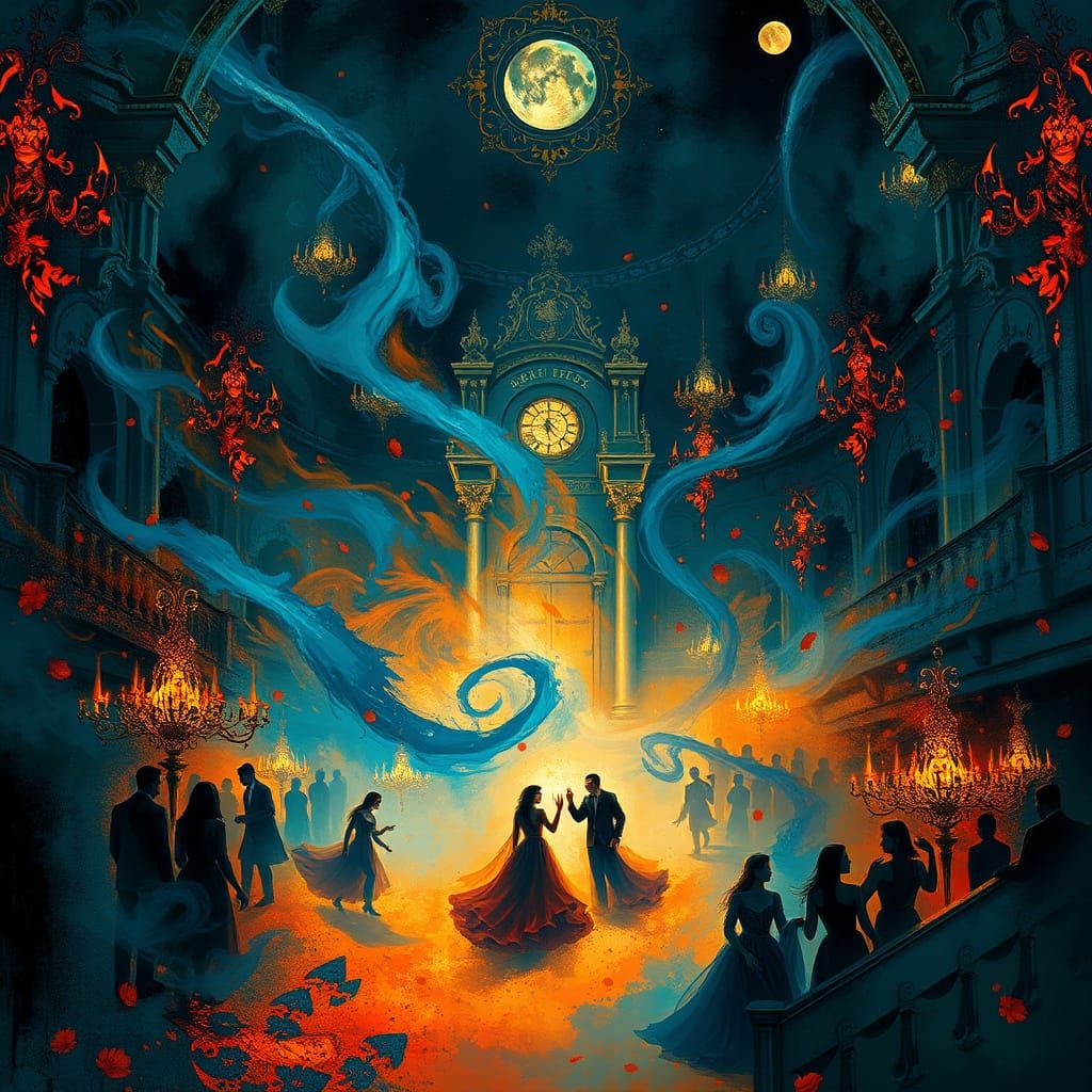 Spectral New Year's Eve Masquerade Ball in Abstract Style