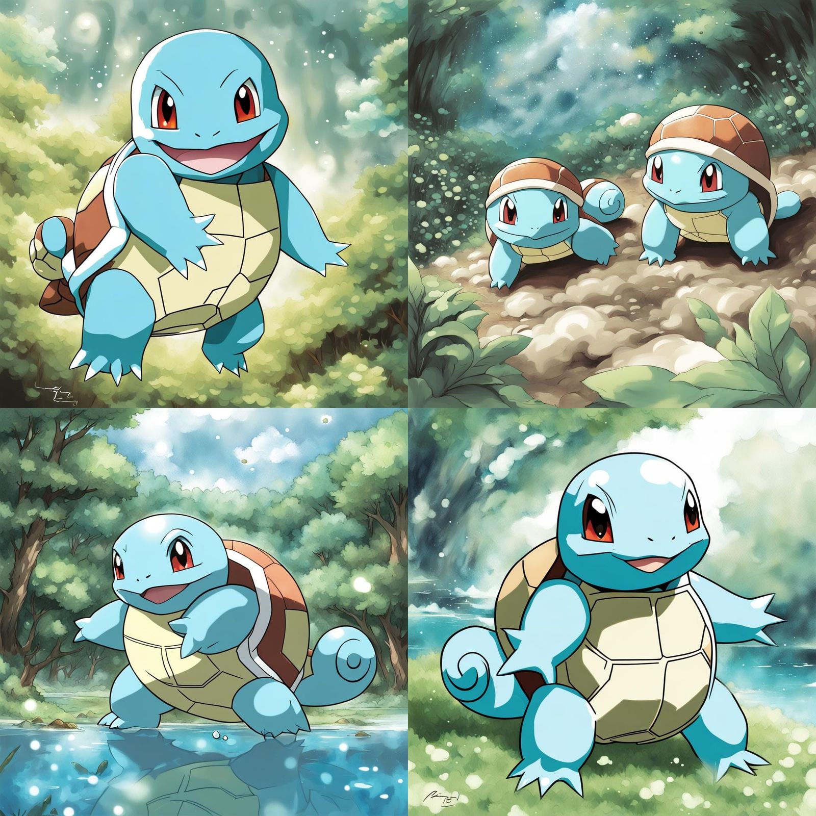 Squirtle in Anime Key Visual Style