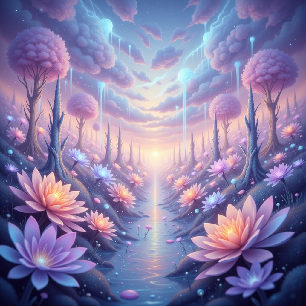 Ethereal Dreamscape with Alcohol Ink and Watercolor Textures