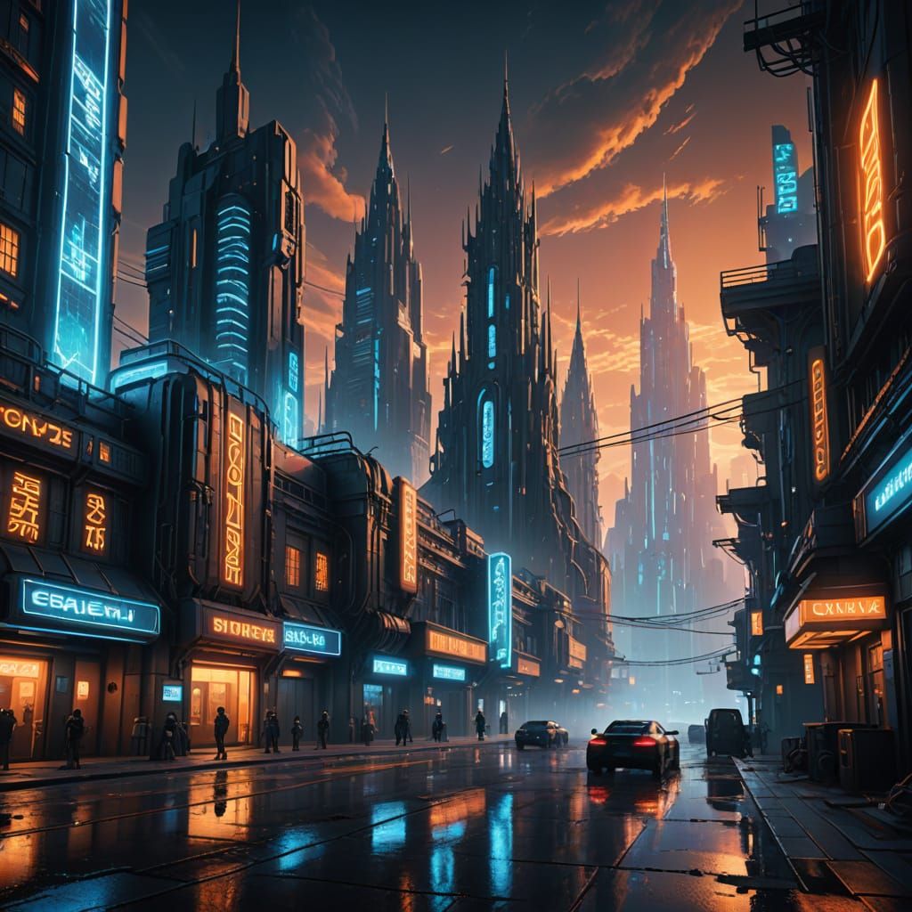 Cyberpunk Metropolis Unveils Mystical Secrets in Neon Hues