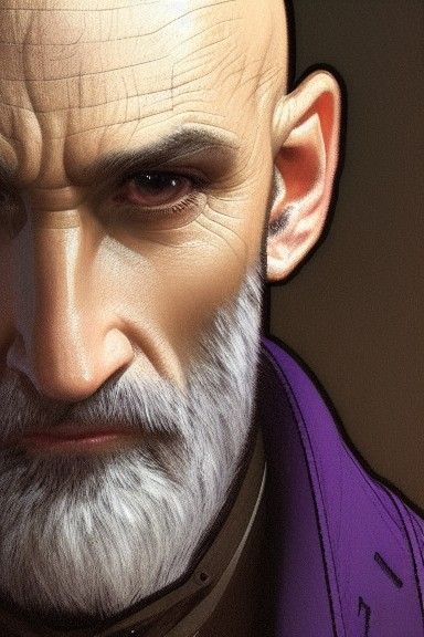 Photorealistic Portrait of Bald Man in Art Nouveau Style