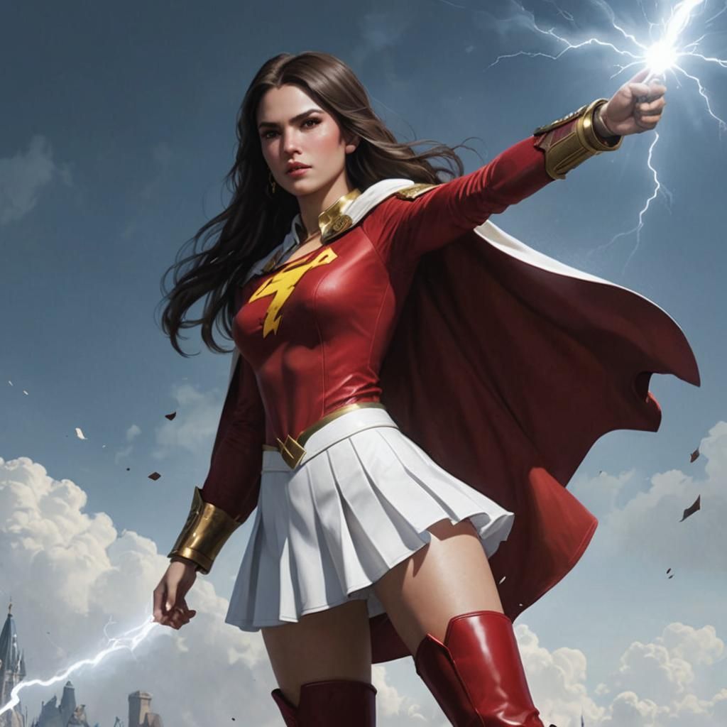 Mary Bromfield as Shazam in Hyperdetailed Digital Art