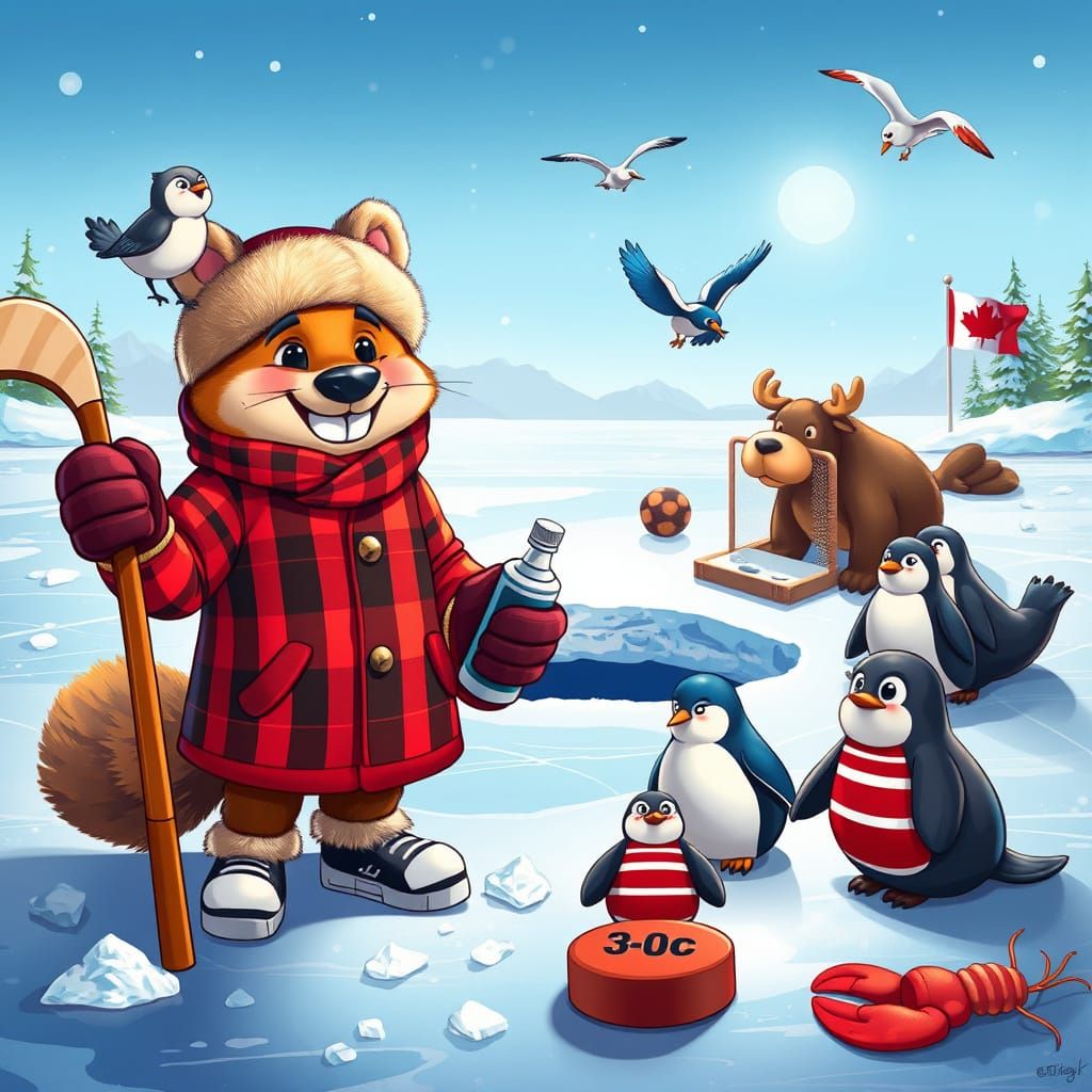Winter Wonderland in Canadian Cartoon Style