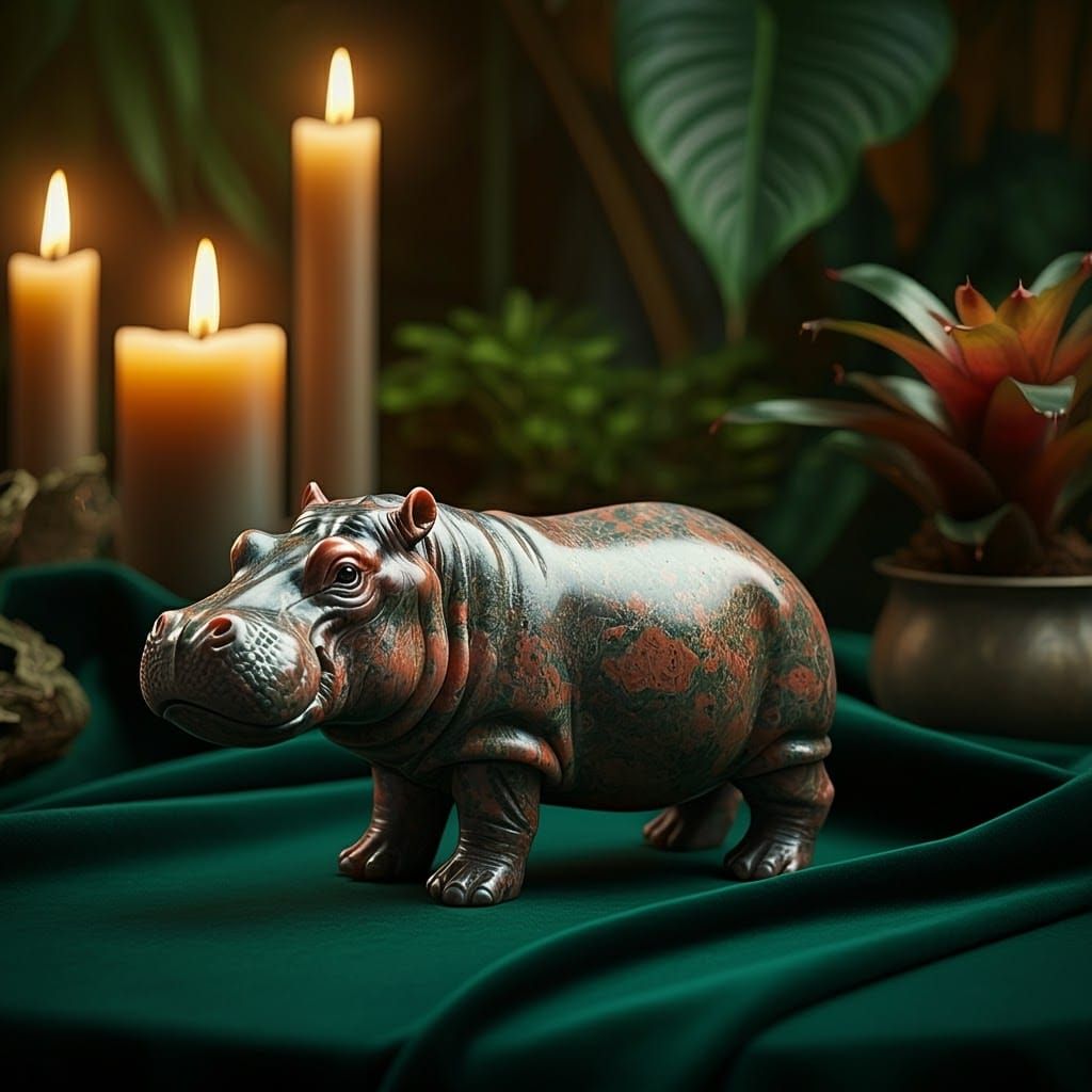 Mozarkite Pygmy Hippo Figurine: Digital Matte Painting