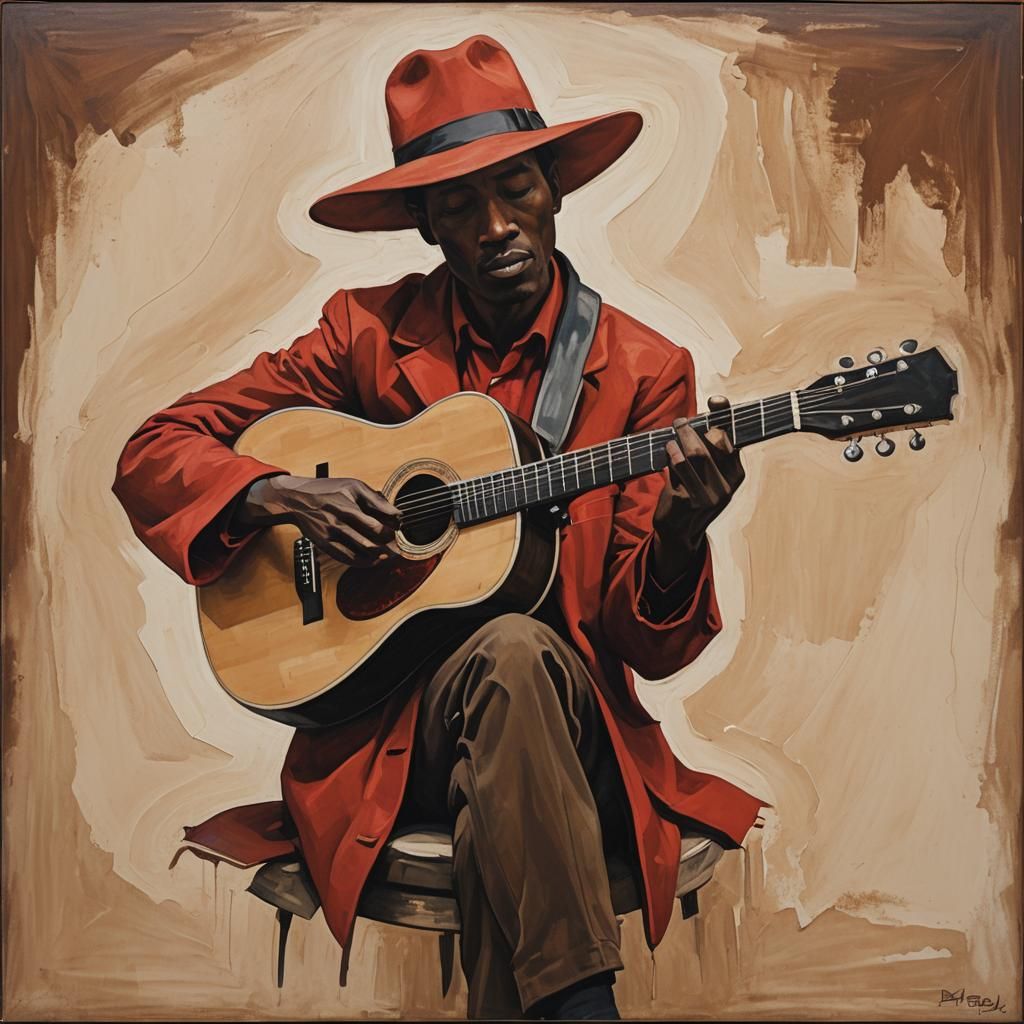 Person Playing Guitar in Expressive Digital Painting