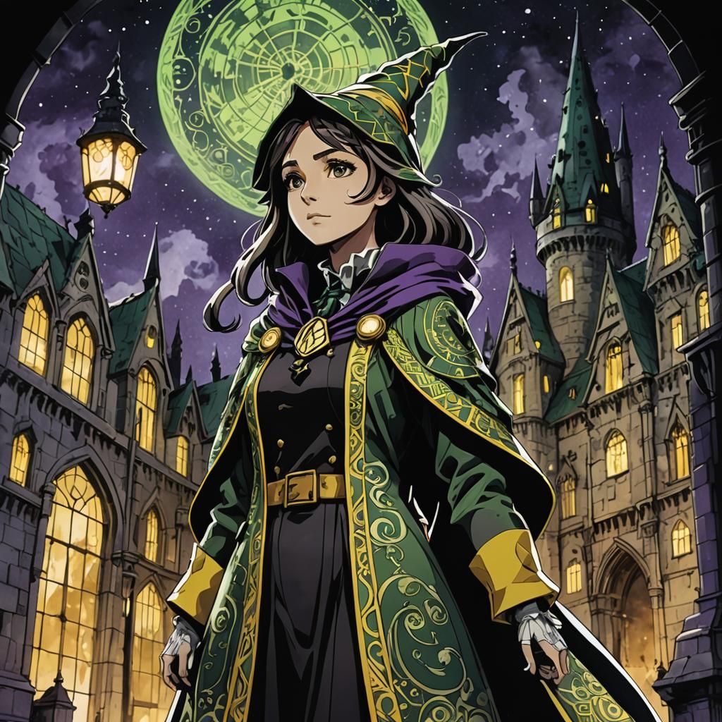 Dark Fantasy Anime Hufflepuff Girl at Hogwarts