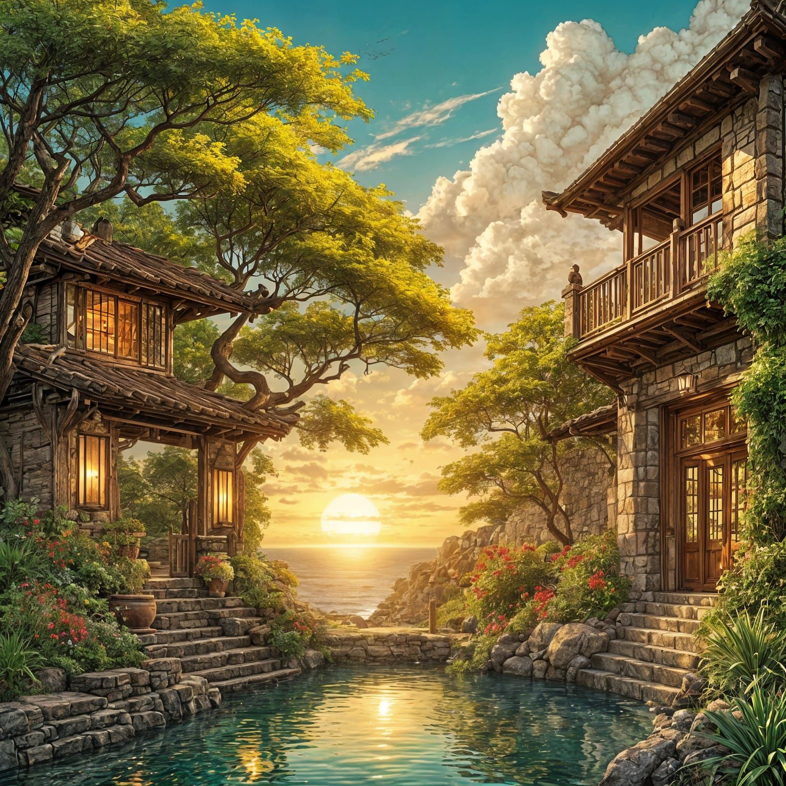 Fading Sunlight in Comic Book Style