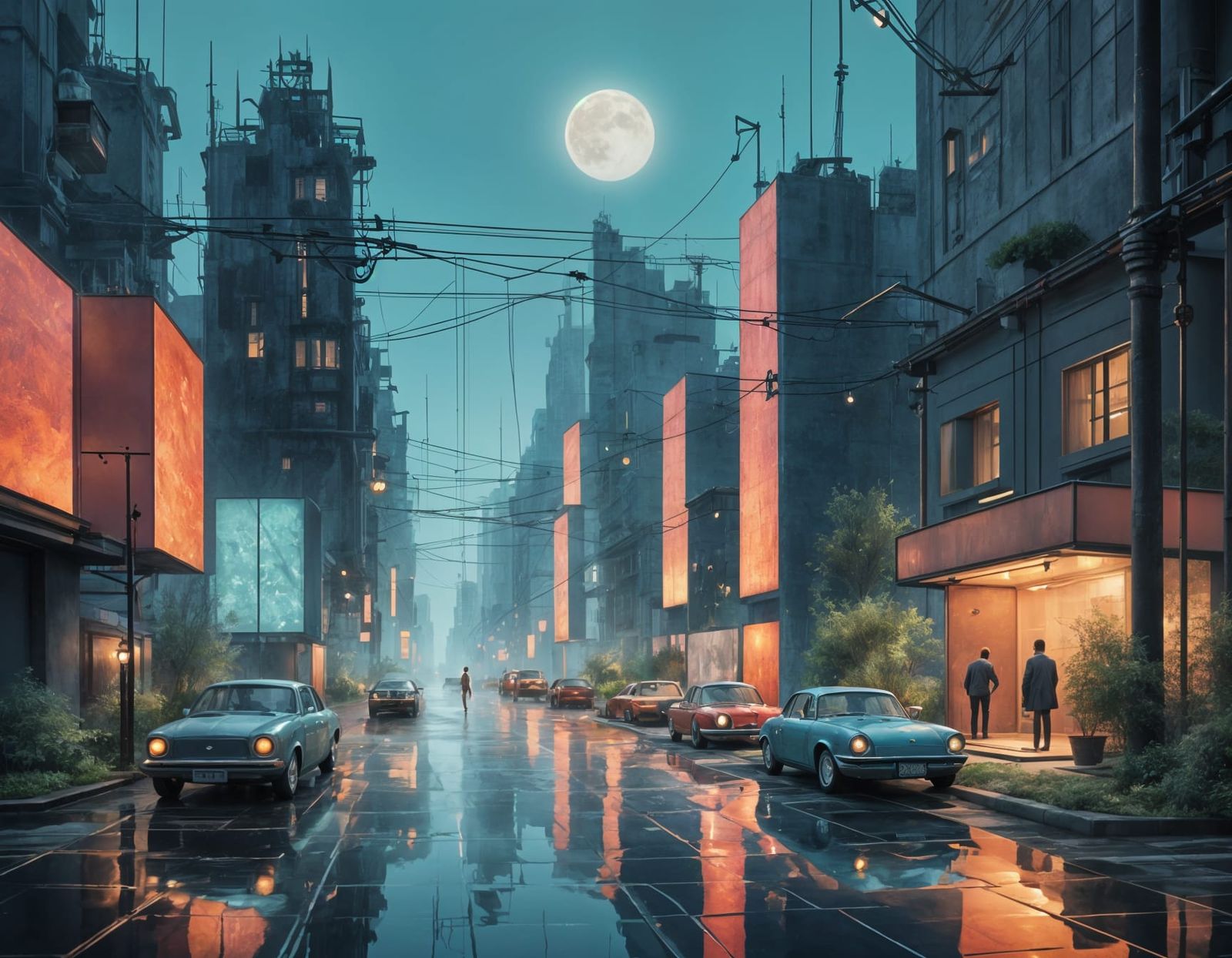 City Under Ethereal Lunar Light