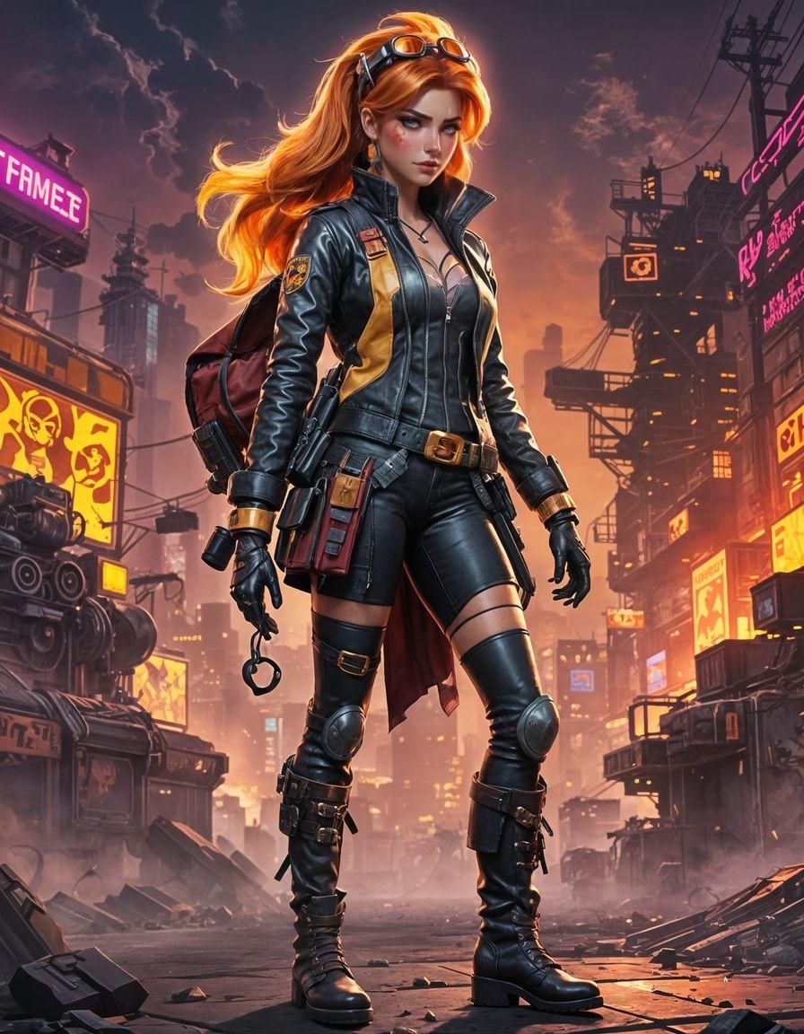 Sunset Shimmer Cyberpunk Portrait in Team Fortress 2 Style