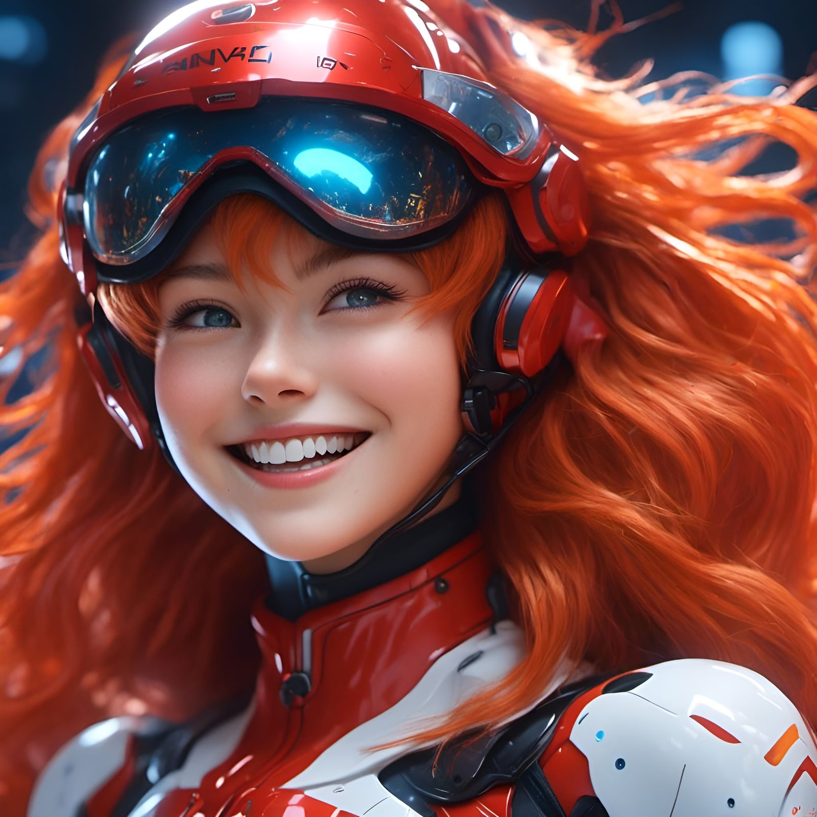 Smiling Asuka Langley Soryu Anime Illustration