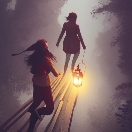 Headless Woman on Rail Trestle: Hyperdetailed Concept Art