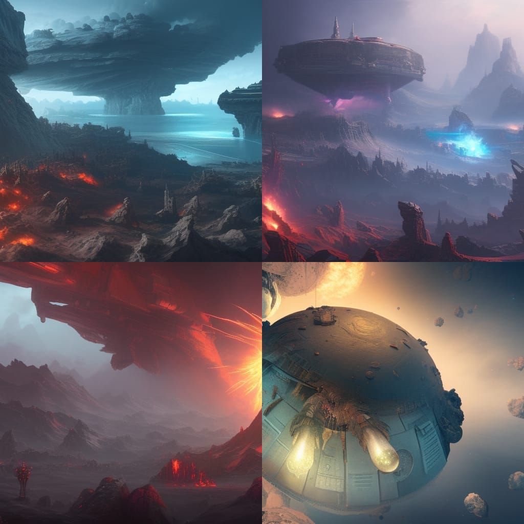 Battle of Pluto: Detailed Matte Painting in Deep Color