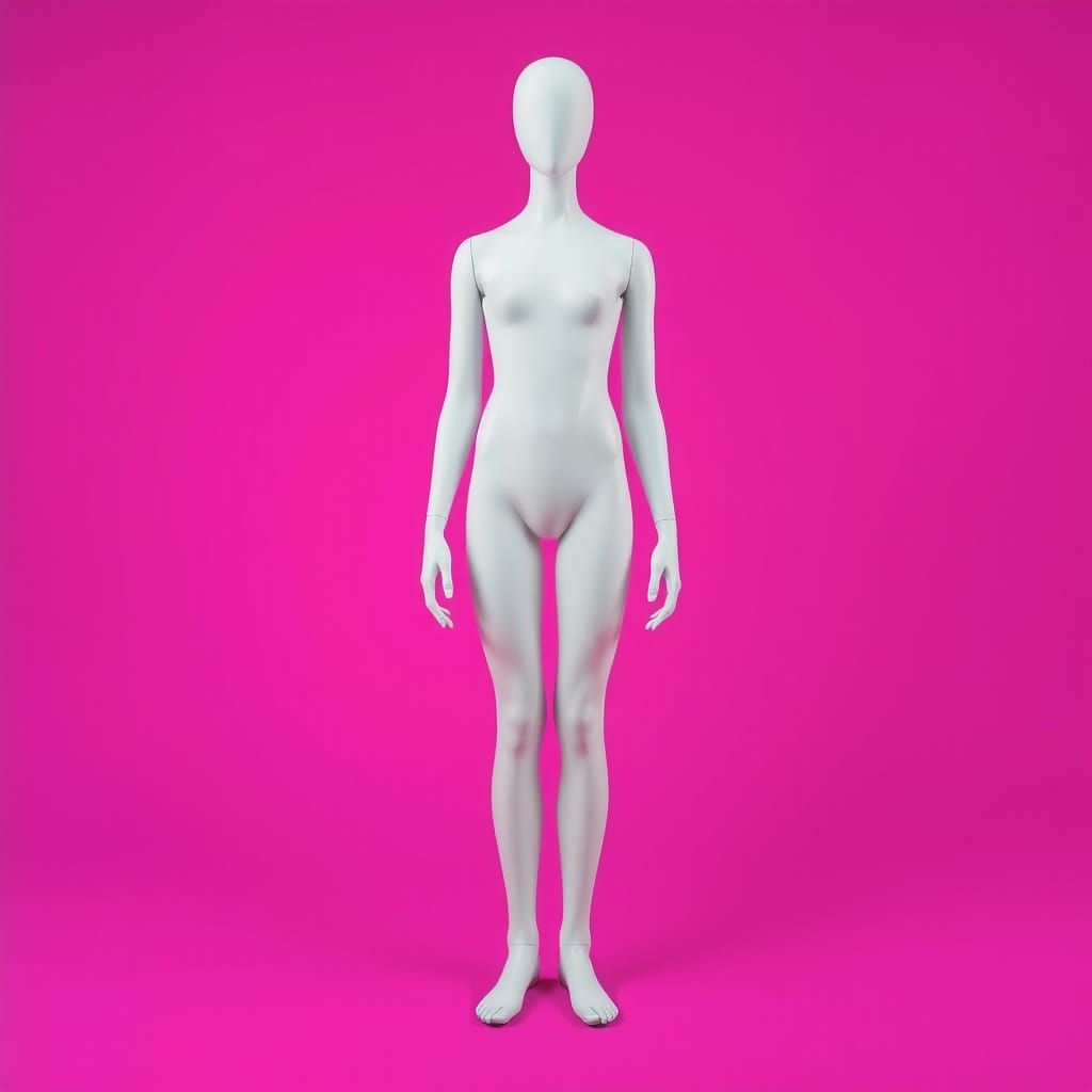 Sleek Androgynous Mannequin in Neon Magenta Studio Lighting