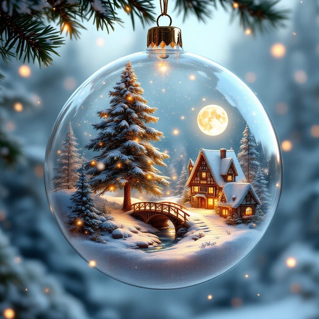 Magical Winter Wonderland in Glass Ornament
