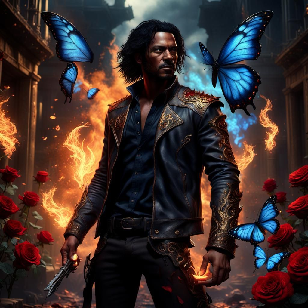 Dark Fantasy Warrior Surrounded by Whispers of Magic