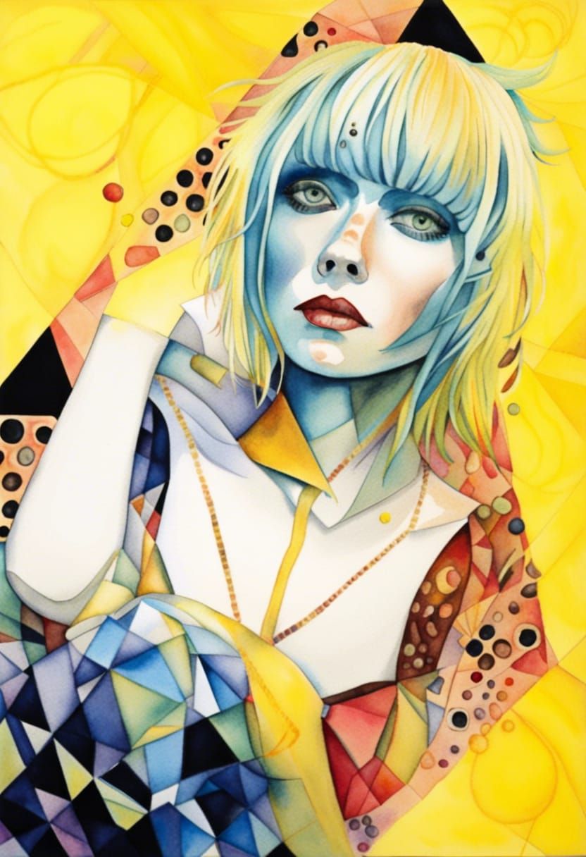 Psychedelic Female Portrait in Dadaist Style