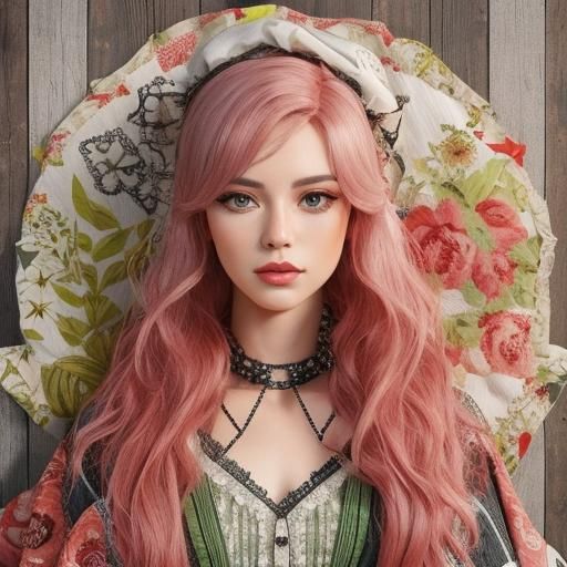 Colorful Patchwork Portrait in Photorealistic Style