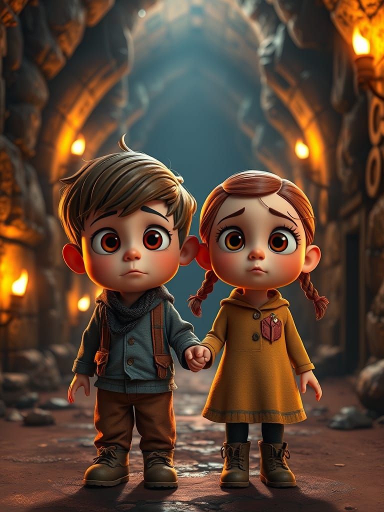 Adorable Children Explore Mysterious Catacombs in Whimsical ...