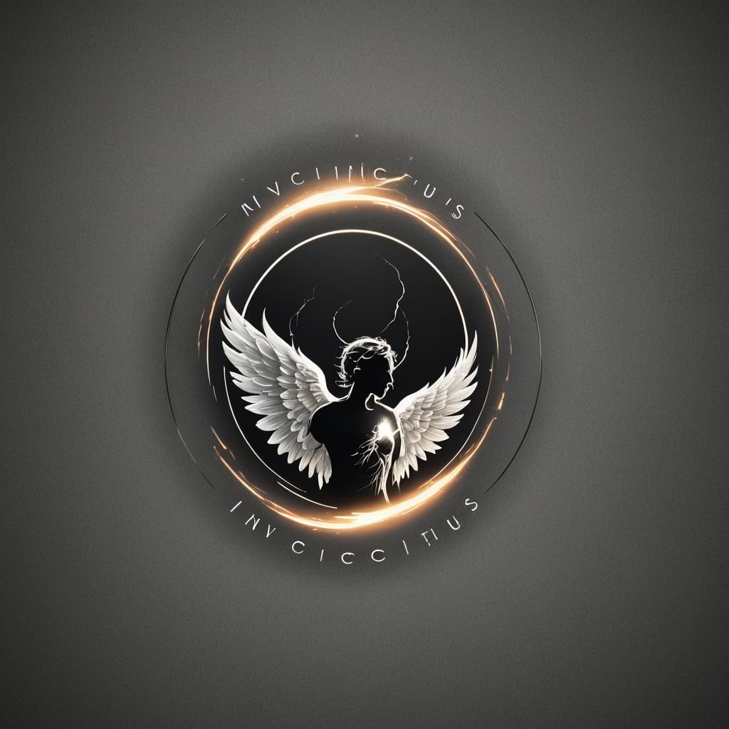 Minimalist Angel Logo with Lightning Effects