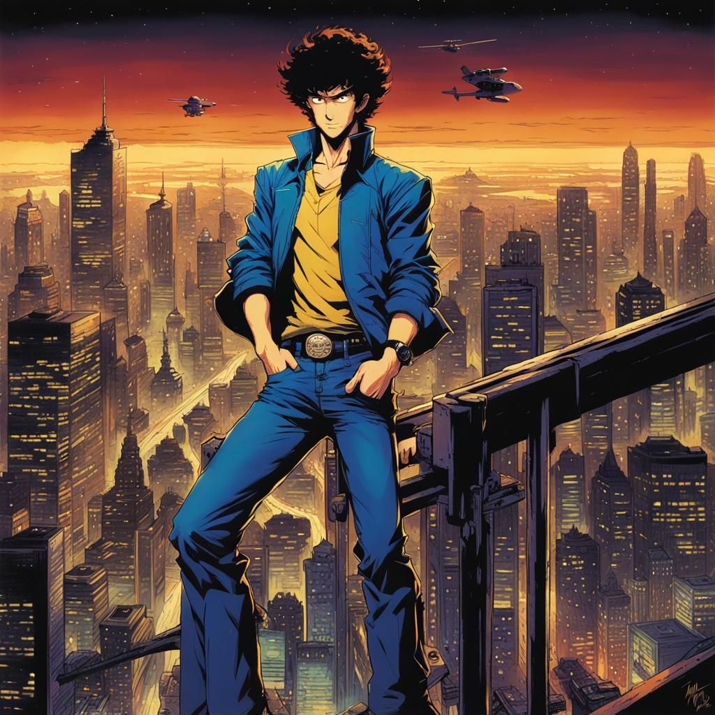Spike Spiegel Posing: Comic Book Art Illustration