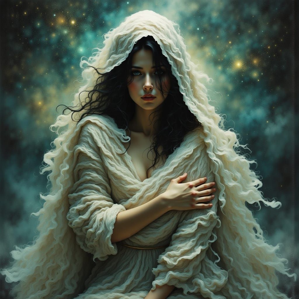 Ethereal Lady in Mystical Robes, Digital Art
